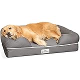 PetFusion Memory Foam Dog Bed Comfortable Soft Bed for Large Dogs Original Orthopaedic Dog Bed - Grey - Large