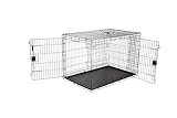 Amazon Basics XXL Metal Dog Crate/Cage with Tray, Durable and Foldable Dog Cage with Double Door, Black, XXL 122cm (48')