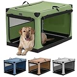 Petsfit Dog Travel Crate, Adjustable Fabric Cover by Spiral Iron Pipe, Chew Proof 3 Door Design Dog Crates for Medium Dogs 91 cm L x 61 cm W x 59 cm H Green