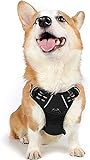 rabbitgoo No Pull Dog Harness Medium, Front Clip Pet Vest Harness with Handle Adjustable Dog Padded Harness Reflective Mesh Lightweight Dog Harness for Outdoor Training Walking Black
