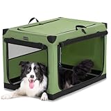 Petsfit Dog Travel Crate,Pet Indoor Dog Kennel，Easy Set Up by Spiral Iron Pipe，Adjustable Fabric Dog Crate,3 Door Design Soft Dog Crates for Medium to Large Dogs，Collapsible Dog Carrier for Car，Green