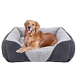 JOEJOY Large Dog Bed Pet Sofa Bed, Super Soft Comfy Wool Fleece Dog Bed with Striped Corduroy Design, Washable Dog Bed For Border Collie, 76x61x23cm