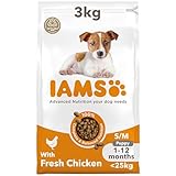 IAMS Complete Dry Dog Food for Puppy Small and Medium Breeds with Chicken 3 kg