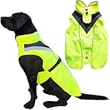 Lautus Pets Dog Rain Coat - Waterproof, Reflective, Bright Yellow with Harness Hole (M, Yellow)