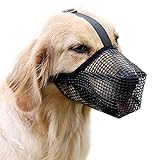 Dog Muzzle Soft Nylon Muzzle - Adjustable Breathable Mesh Muzzle, Dog Mask, Mouth Cover for Anti-Biting Anti-Barking Licking (Black, Size L)