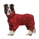 Geyecete1/2 Leg Trouser Suit，Dog Raincoat with high Waterproof for Dogs Reflective Four-Leg rain Gear Jumpsuit for Puppies Small Medium pet-Red-L