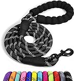 Taglory Rope Dog Lead with Soft Padded Handle, 1.2m Reflective Dog Lead and Multi-Colour for Medium Dogs, 1.0cm, Black
