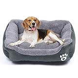 SuperGift.com Dog Cat Bed Soft, Fluffy Puppy Bed, Warm and Soft Pet Cosy Anti Anxiety Beds with Non-Slip Bottom and Washable, Grey (Medium)