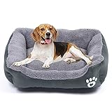 SuperGift.com Soft & Fluffy Pet Bed - Anti-Anxiety Washable Bed for Dogs and Cats - Non-Slip Base - Dog & Cat Bed - Warm and Cosy - Grey (Medium)